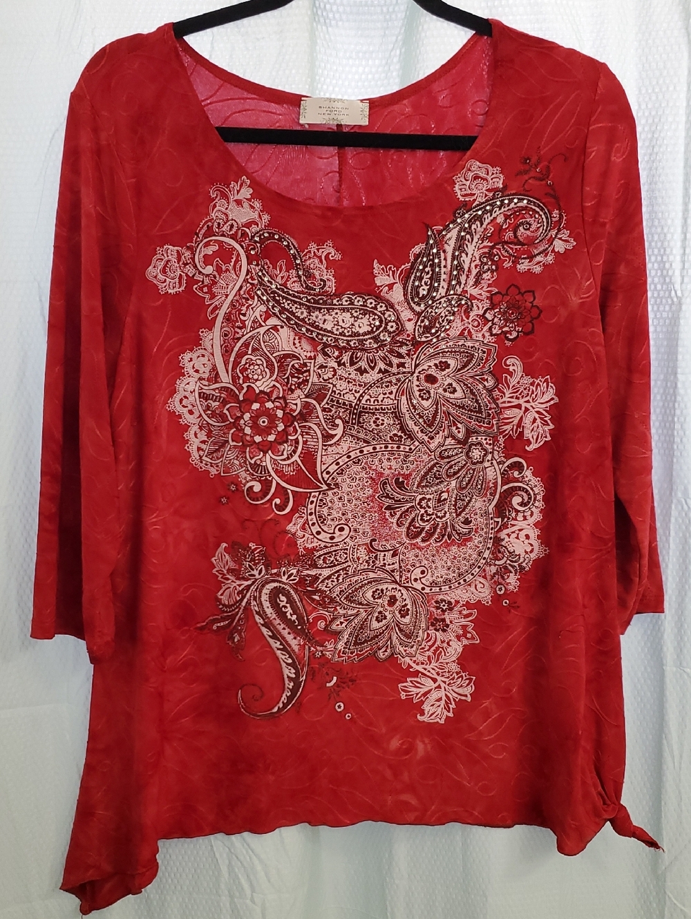 Shannon Ford New York Bedazzled Paisley 3/4 Sleeve Women's Swester. XL. LN
